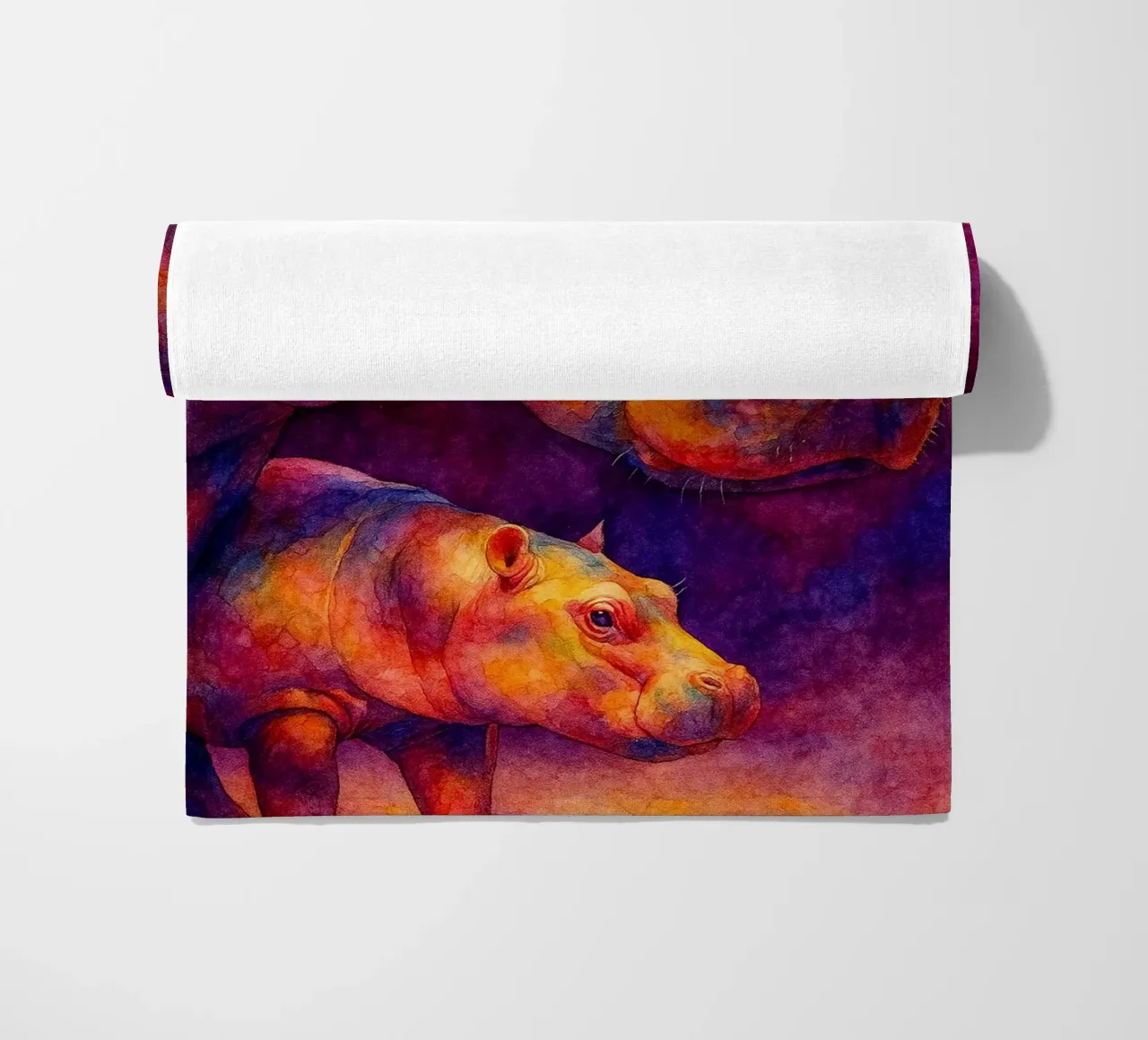 ippopotamo e il suo cubo pittura colorata telo mare da toegoe