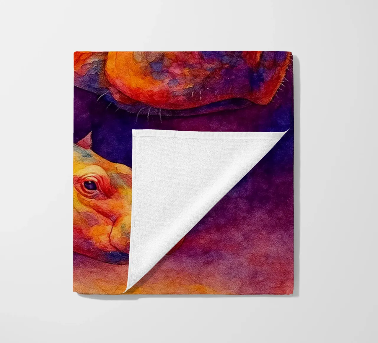 ippopotamo e il suo cubo pittura colorata telo mare da toegoe