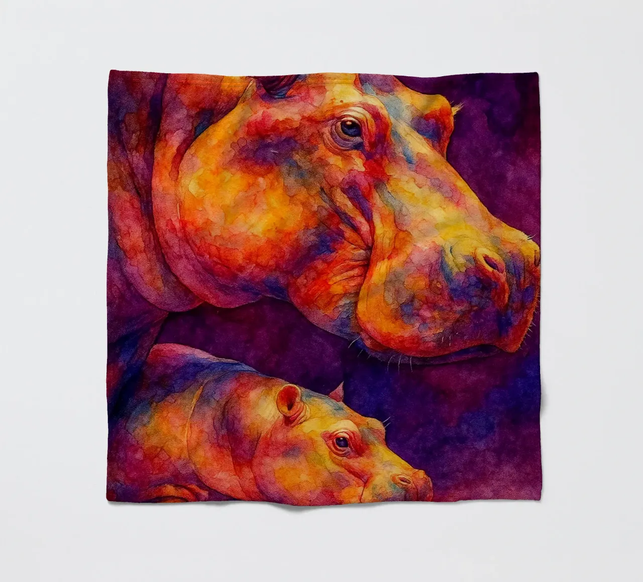 ippopotamo e il suo cubo pittura colorata coperta in pile da toegoe