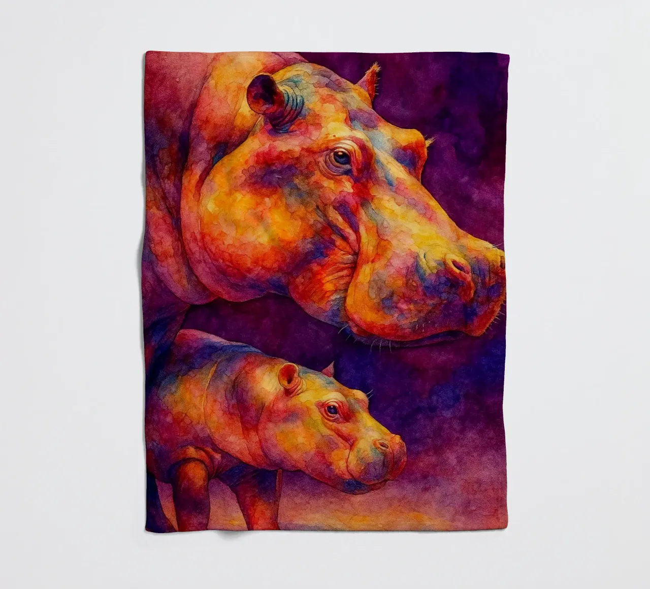 ippopotamo e il suo cubo pittura colorata coperta in pile da toegoe