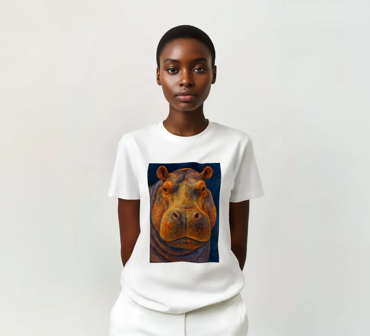 hippopotamus colorfull painting t-shirt by toegoe