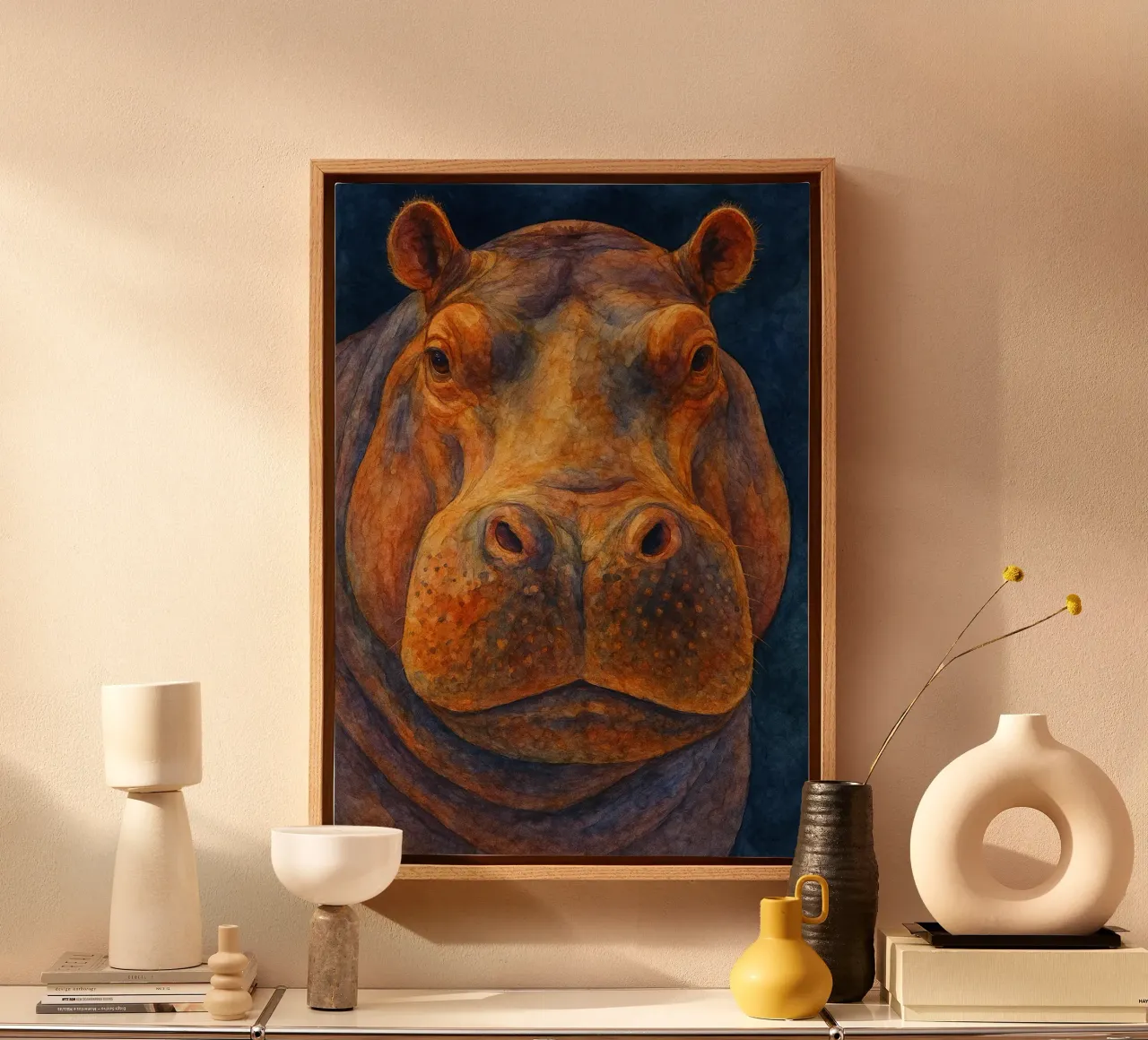 hippopotamus colorfull painting canvas by toegoe