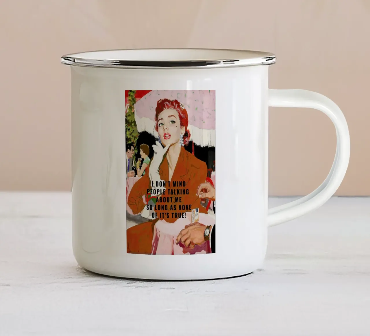 I Don't Mind People Talking tazza in smalto da Gallery Print and Art Limited