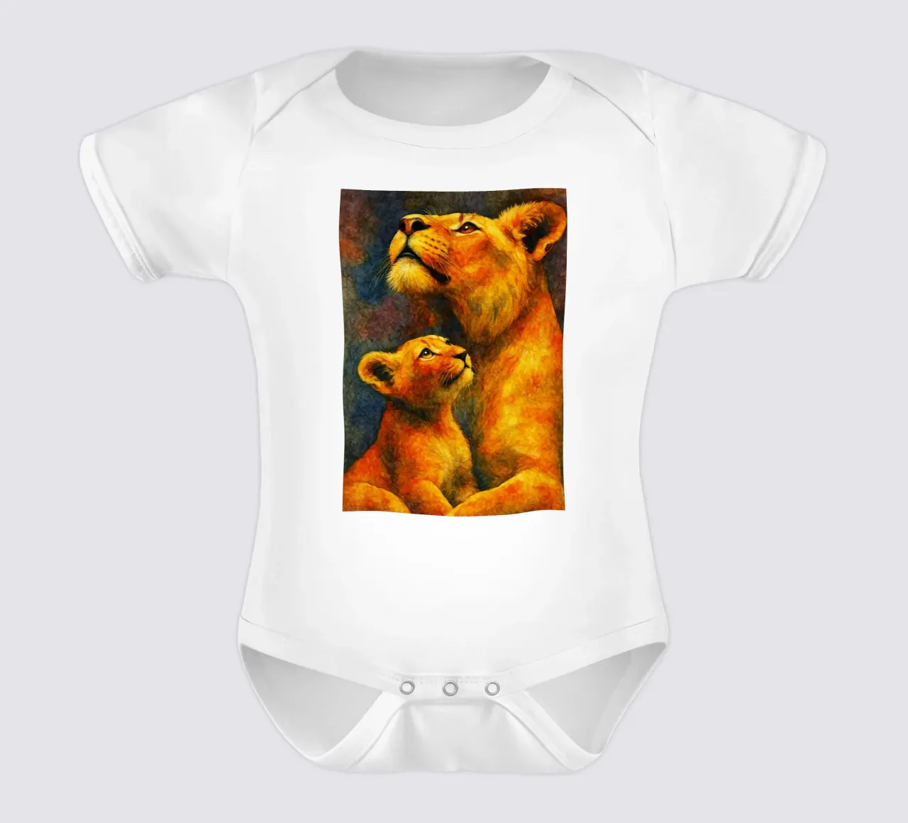 lion and cube colorfull painting short-sleeve baby romper by toegoe