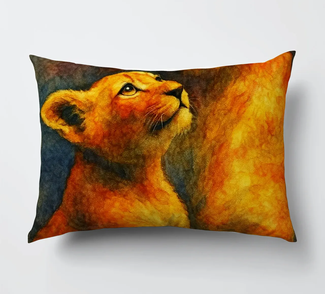 leone e cubo pittura colorata cuscino da toegoe