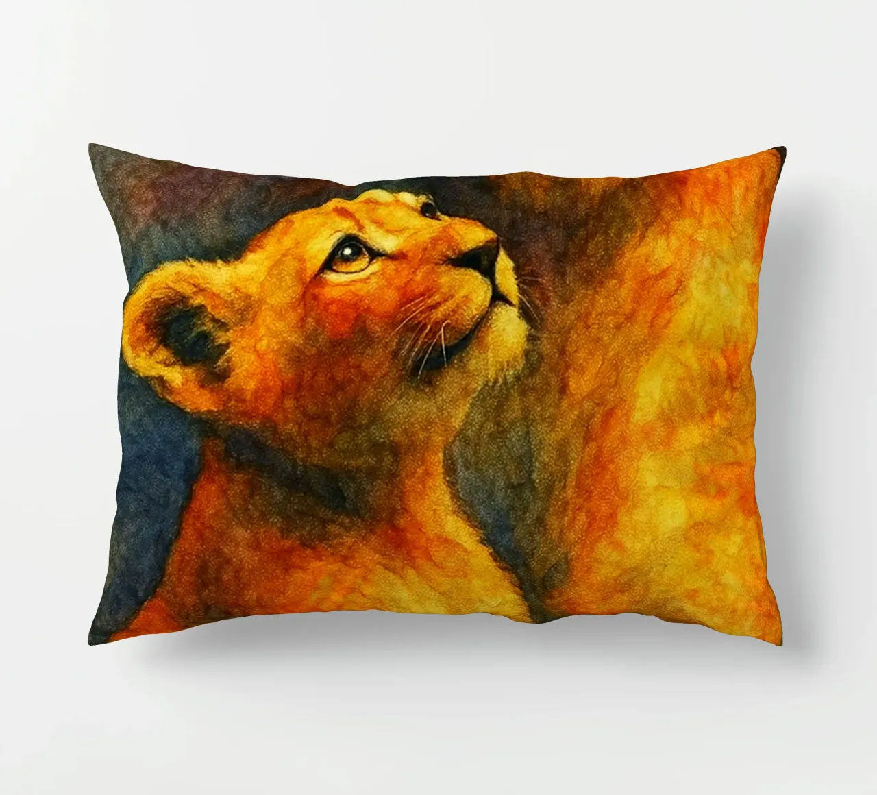 leone e cubo pittura colorata cuscino da toegoe