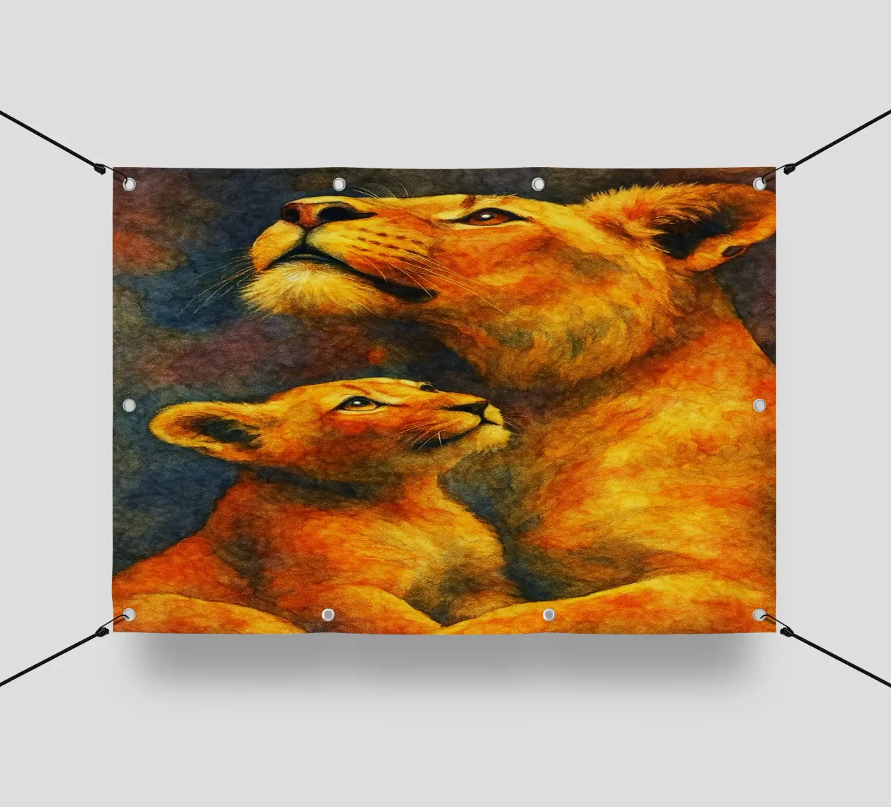leone e cubo pittura colorata telo in pvc da toegoe