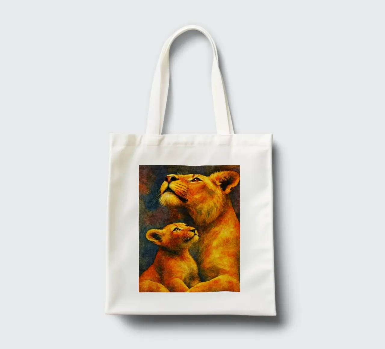 lion and cube colorfull painting tote bag by toegoe