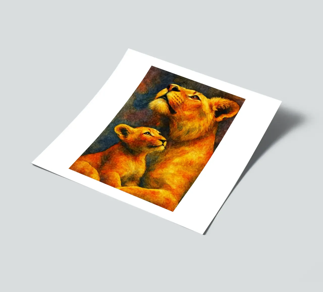 lion and cube colorfull painting sticker sheet by toegoe