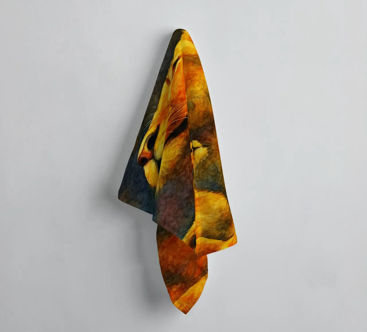 lion and cube colorfull painting towel by toegoe