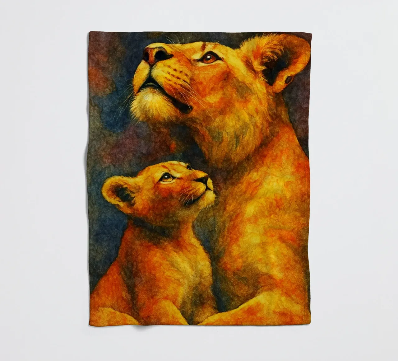 lion and cube colorfull painting fleece blanket by toegoe