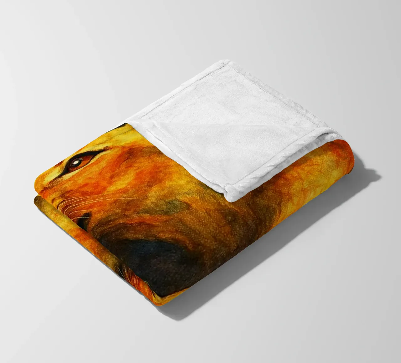lion and cube colorfull painting fleece blanket by toegoe
