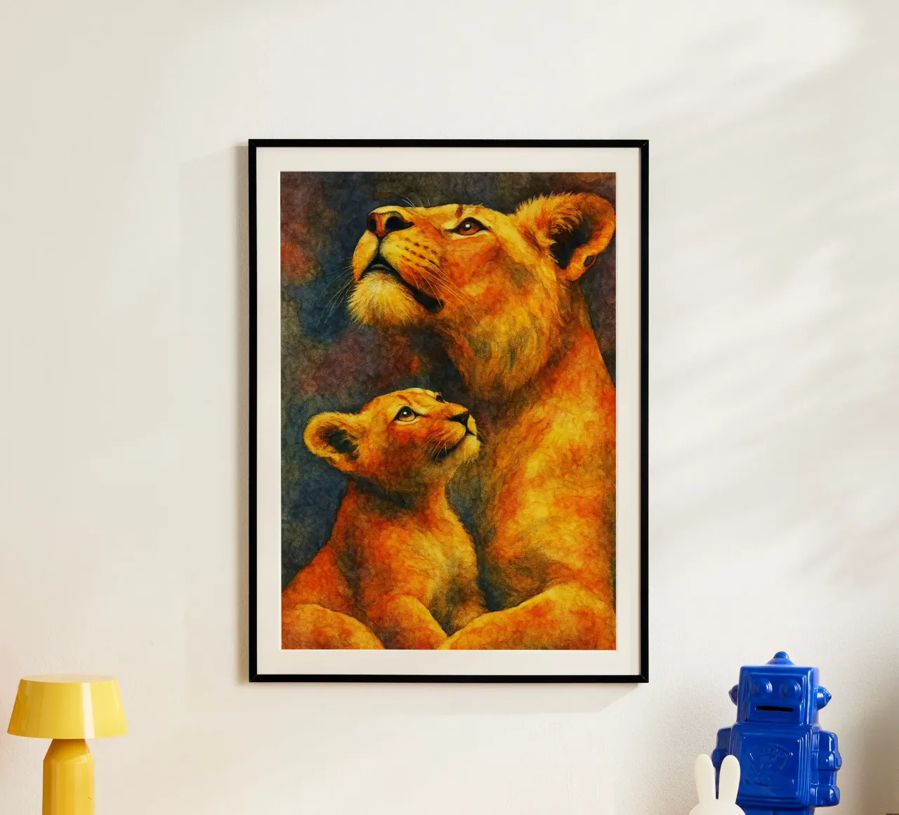lion and cube colorfull painting hahnemühle by toegoe