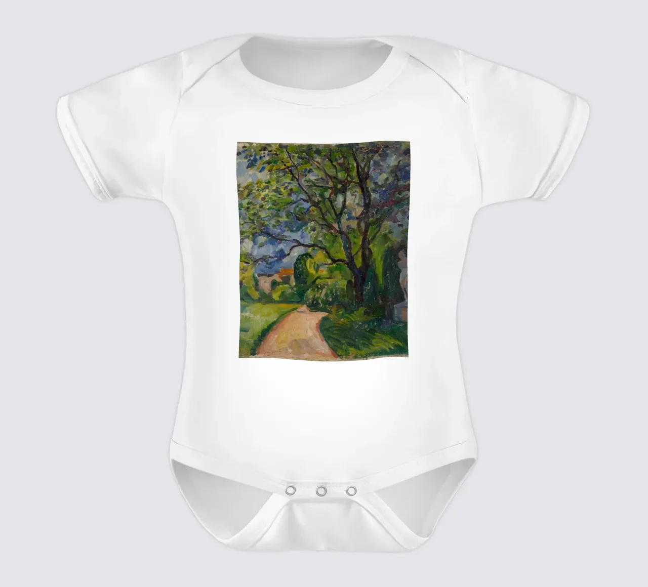 Edvard Munch - Straße in der Mitte des Waldes Kurzarm Babybody von Rachel Gallery