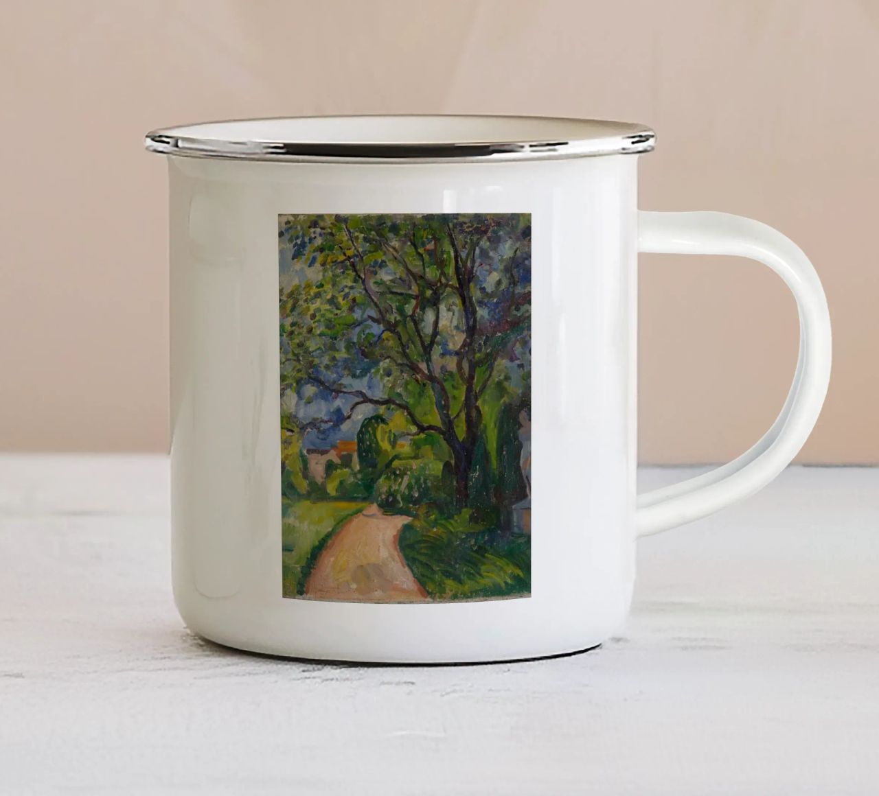 Edvard Munch - Strada in mezzo alla foresta tazza in smalto da Rachel Gallery