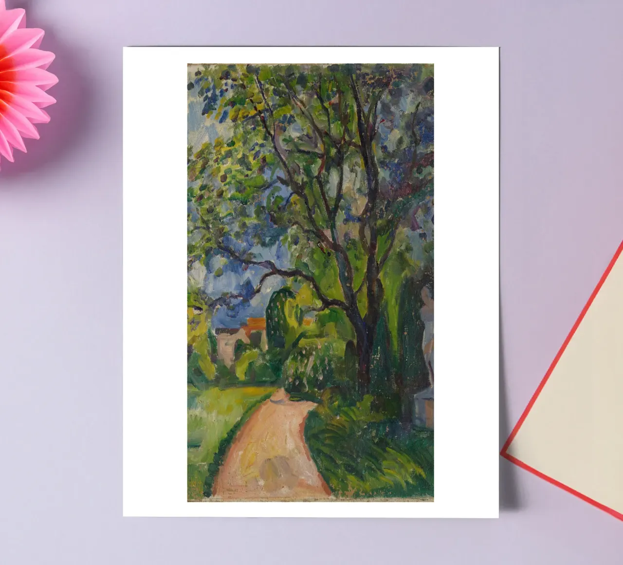 Edvard Munch - Straße in der Mitte des Waldes Stickerbogen von Rachel Gallery