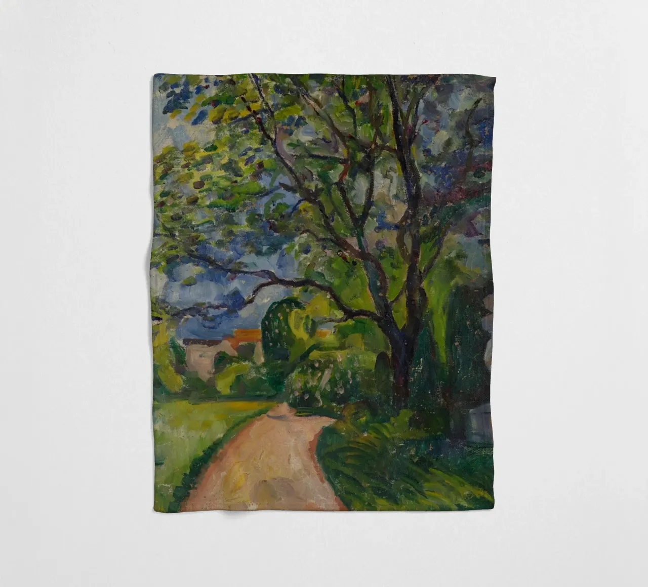 Edvard Munch - Straße in der Mitte des Waldes Fleecedecke von Rachel Gallery