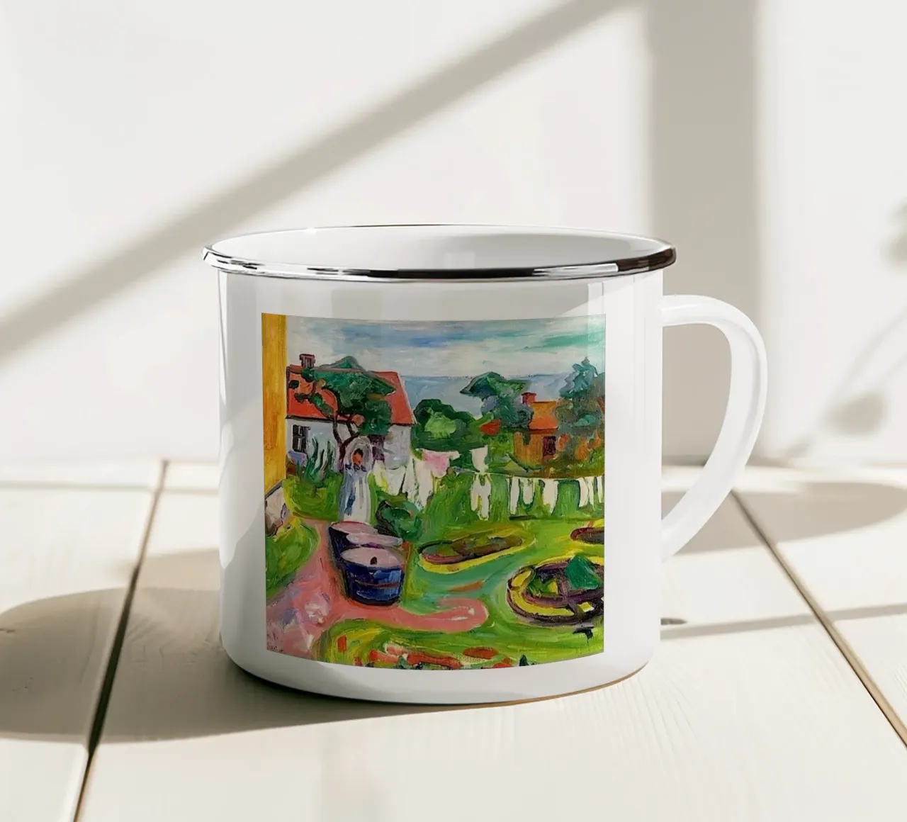 Edvard Munch - Villaggio Astratto tazza in smalto da Rachel Gallery