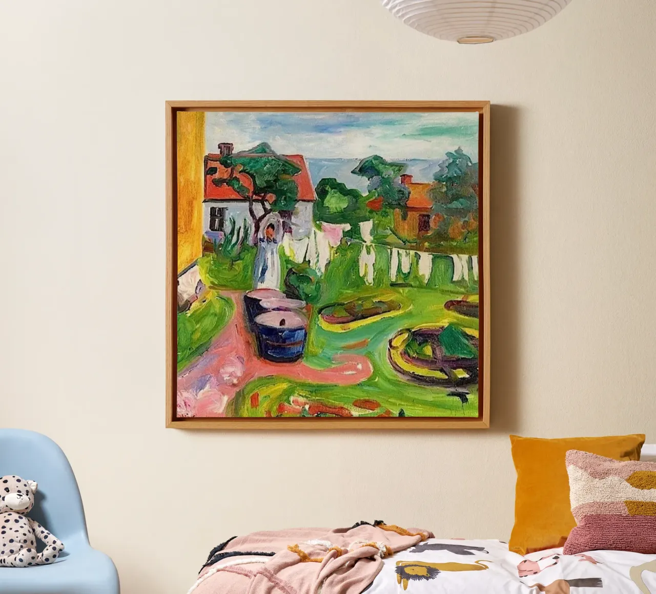 Edvard Munch - Abstract dorp canvas van Rachel Gallery