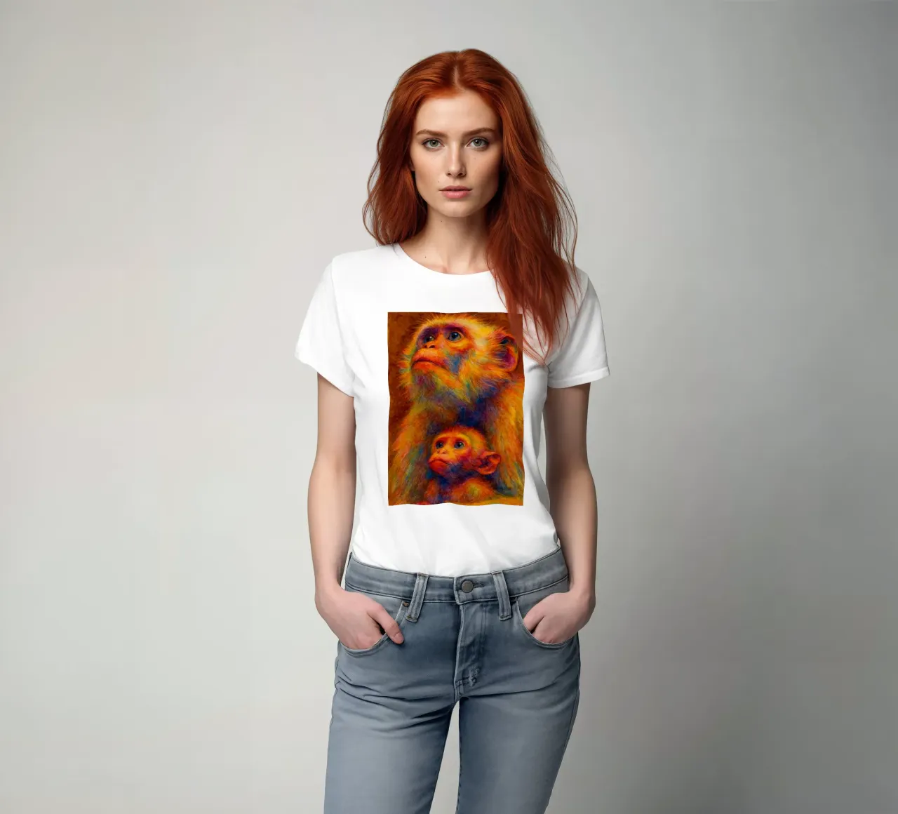 scimmia e il suo cubo pittura colorata t-shirt da toegoe