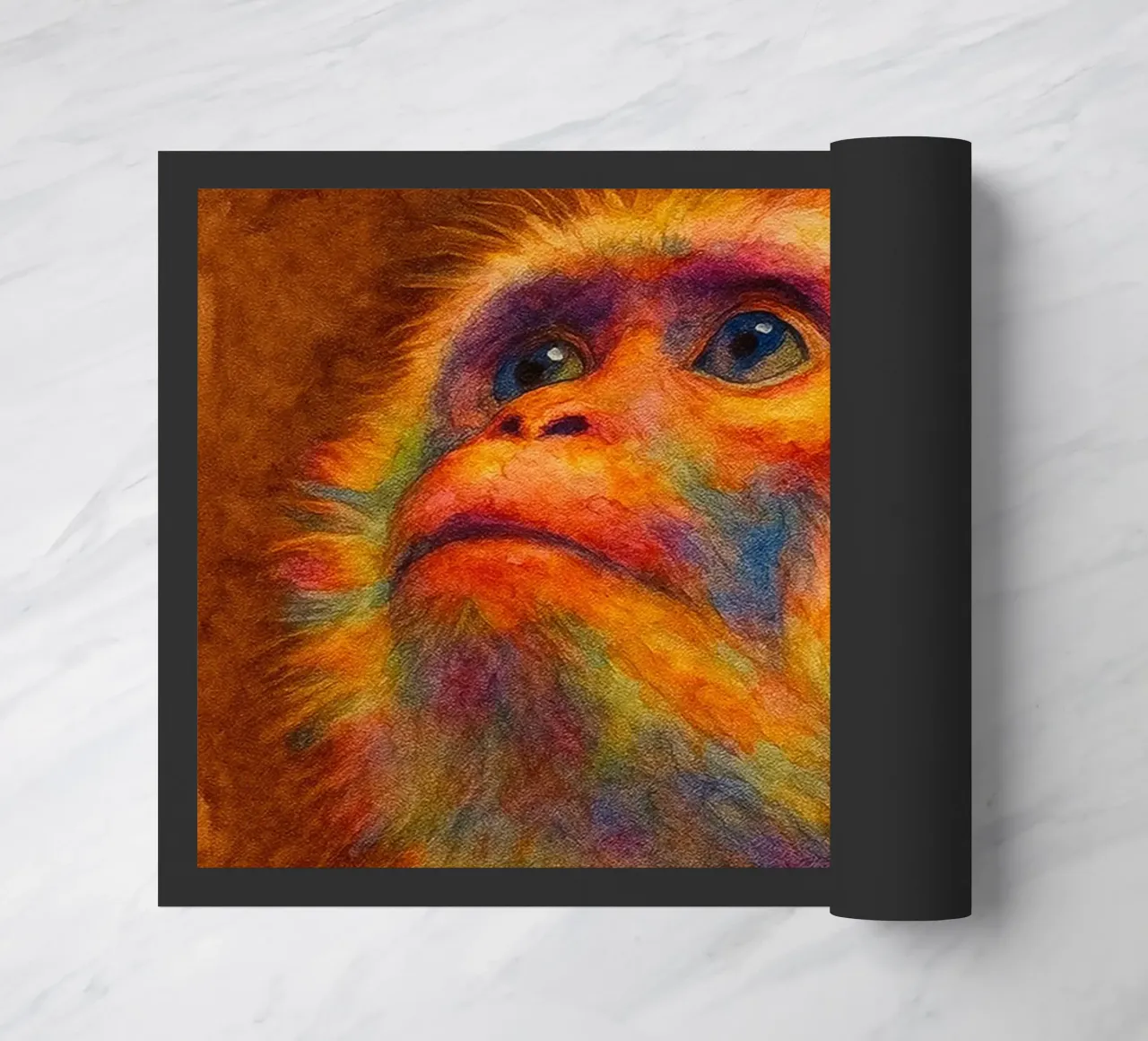 scimmia e il suo cubo pittura colorata zerbino da toegoe