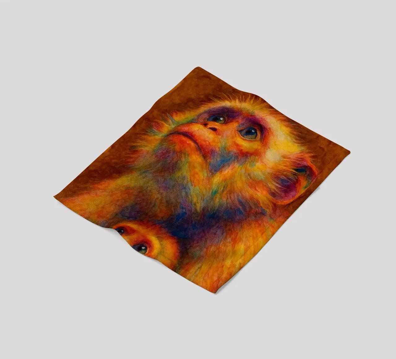 scimmia e il suo cubo pittura colorata coperta in pile da toegoe