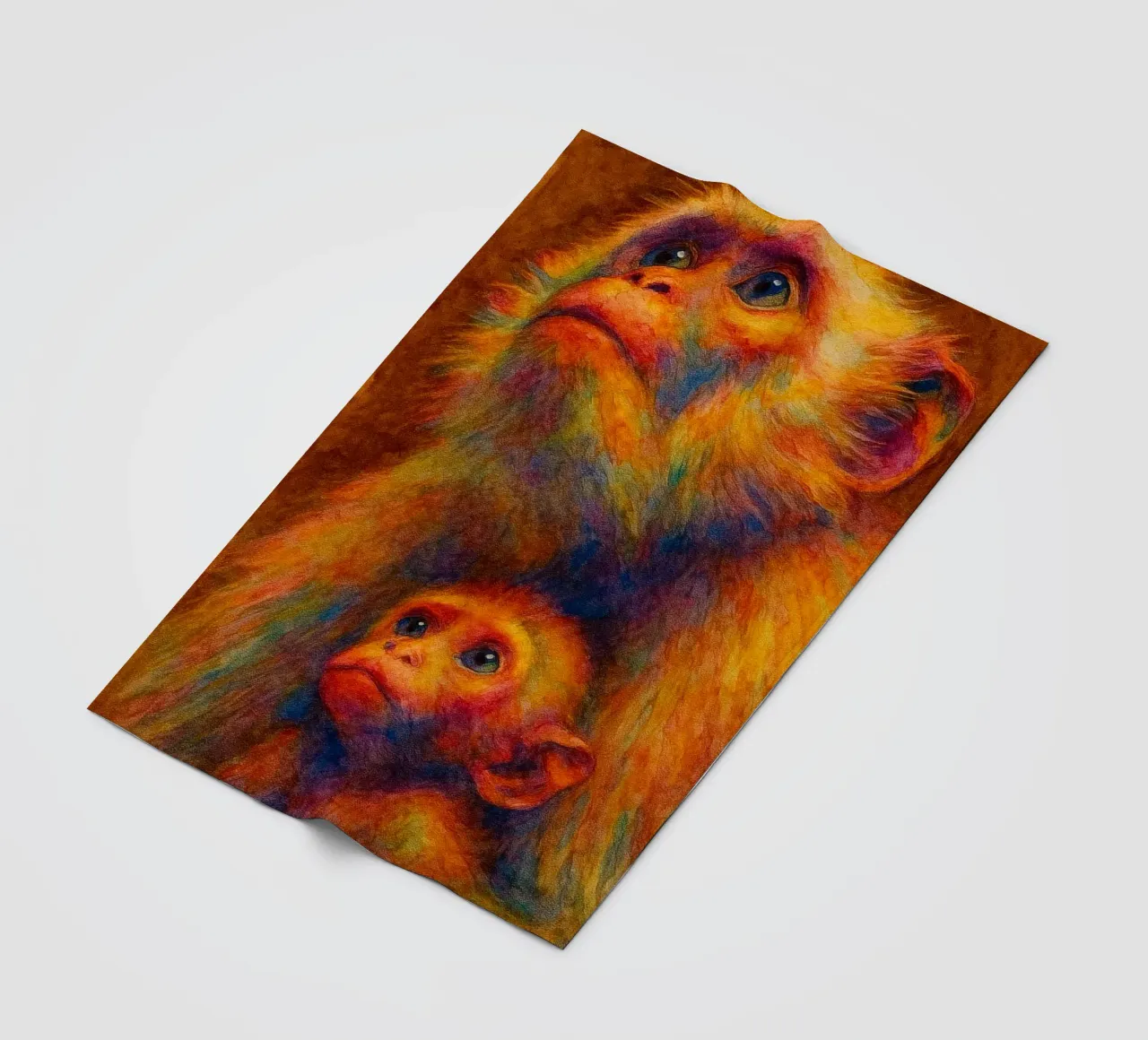 scimmia e il suo cubo pittura colorata coperta in pile da toegoe