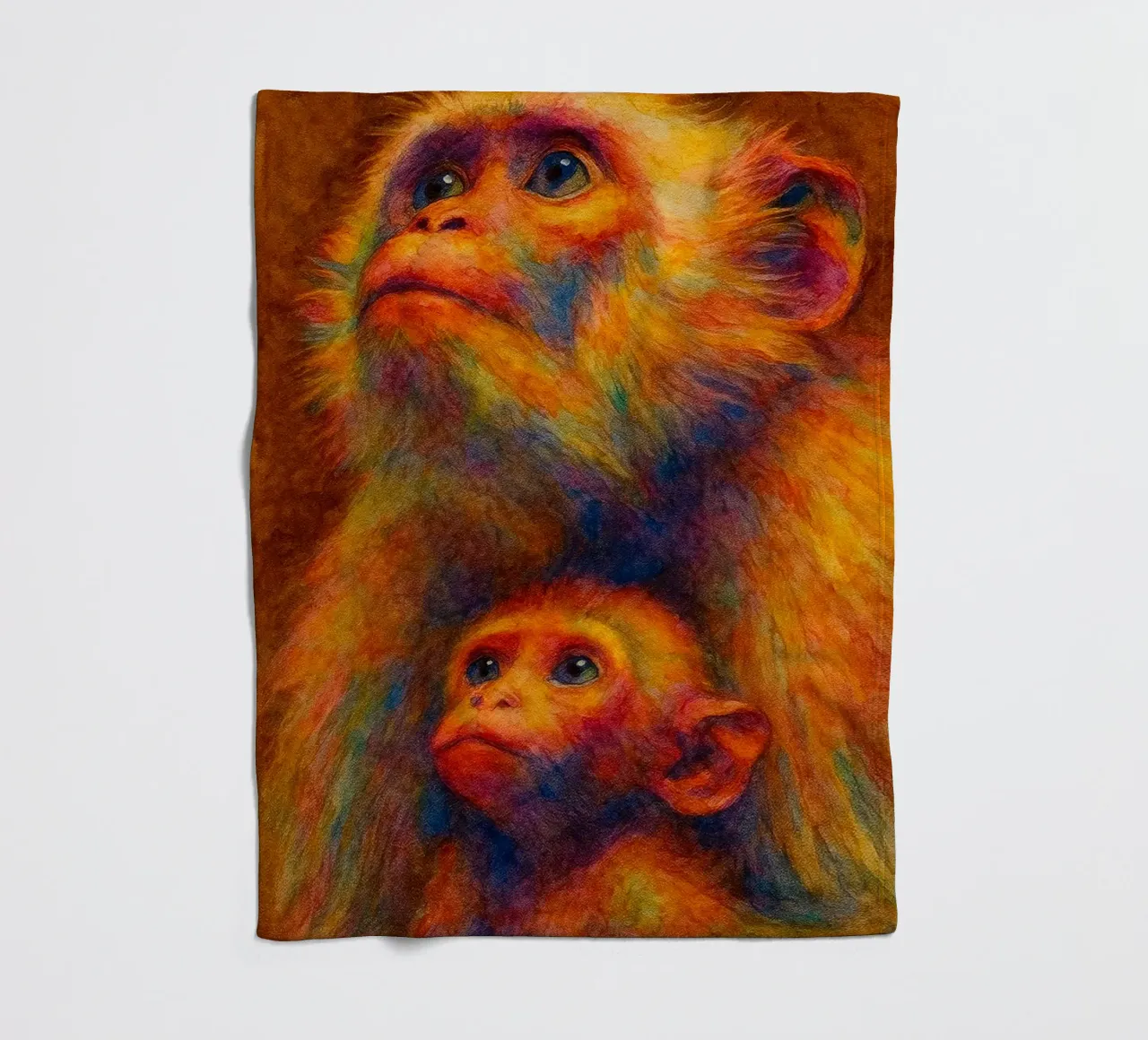 scimmia e il suo cubo pittura colorata coperta in pile da toegoe