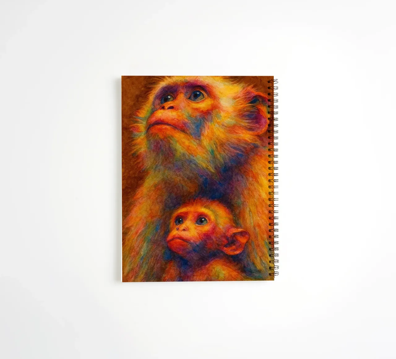 monkey and her cube colorfull painting spiral notebook by toegoe