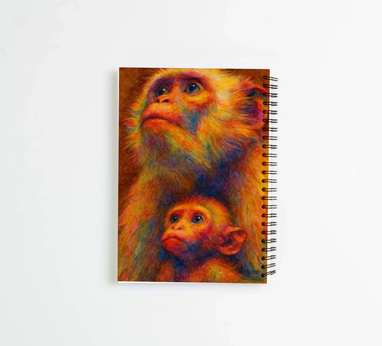 monkey and her cube colorfull painting spiral notebook by toegoe