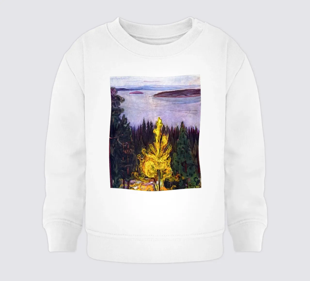 Edvard Munch - Il fuoco sulla collina felpa neonato da Rachel Gallery