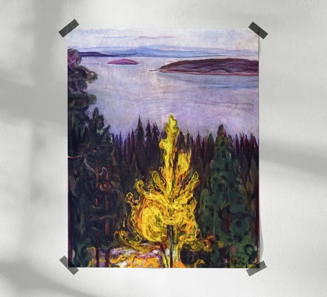 Edvard Munch - Il fuoco sulla collina carta hahnemühle da Rachel Gallery