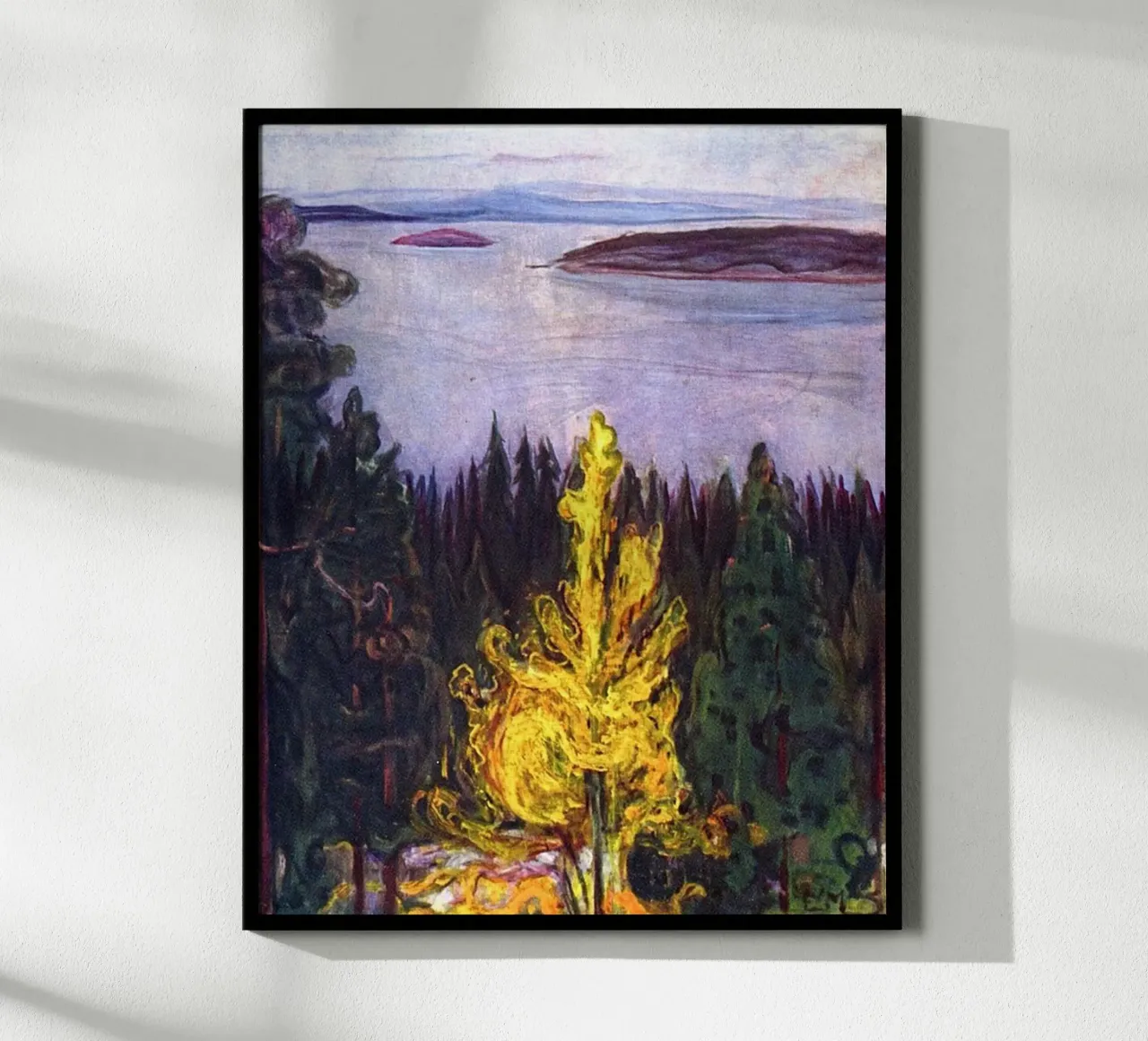 Edvard Munch - Il fuoco sulla collina carta hahnemühle da Rachel Gallery