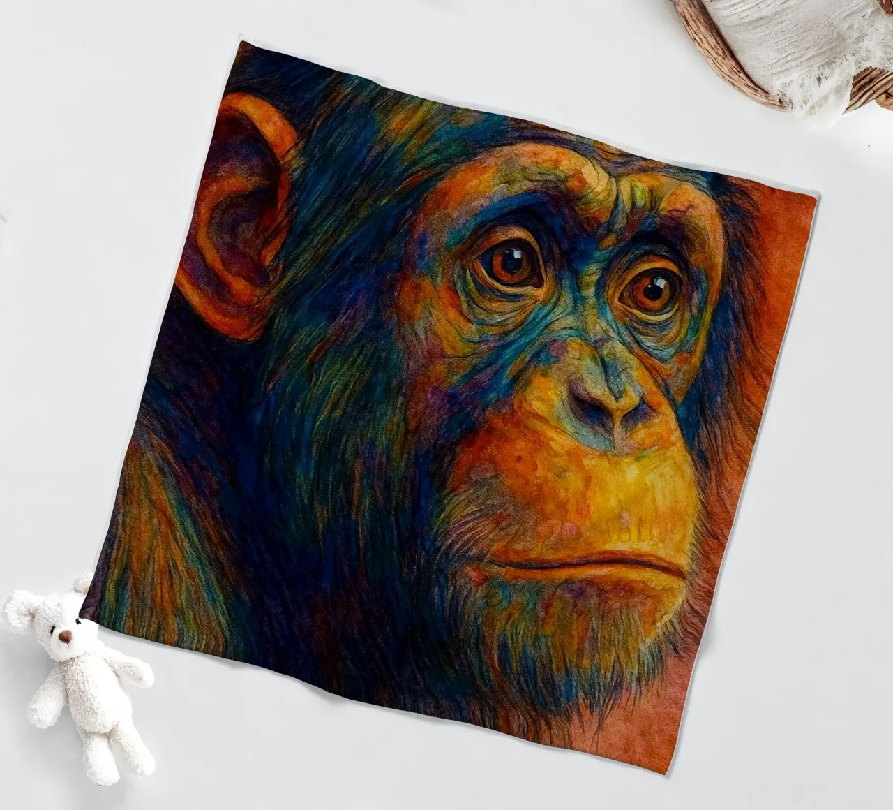 scimmia pittura colorata coperta in pile da toegoe