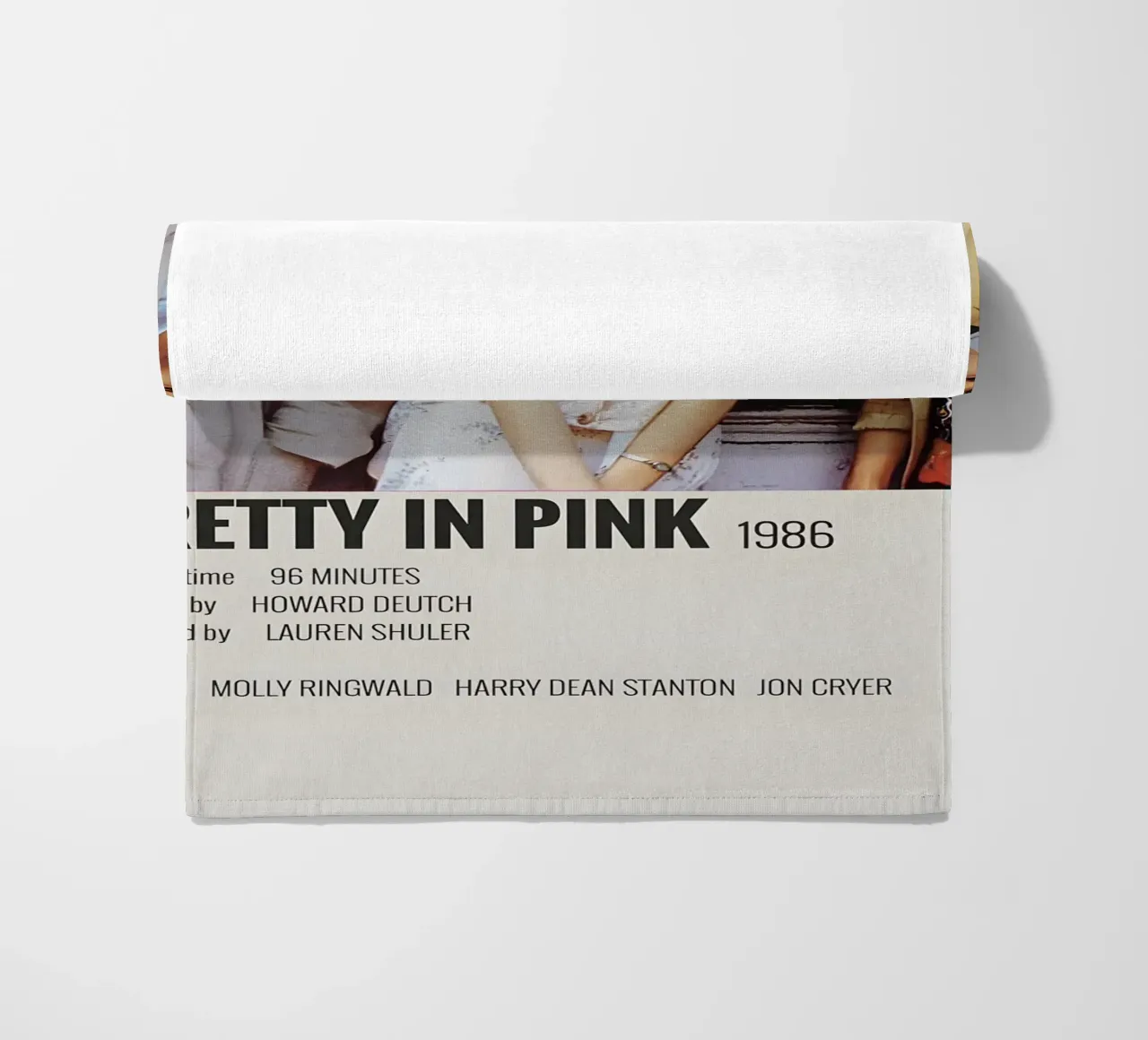 PRETTY IN PINK 1986 beach towel by MVFminimalist