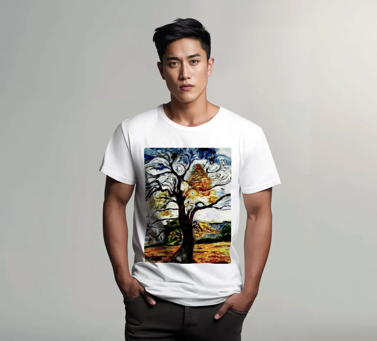 Edvard Munch - Big Tree Abstract t-shirt by Rachel Gallery