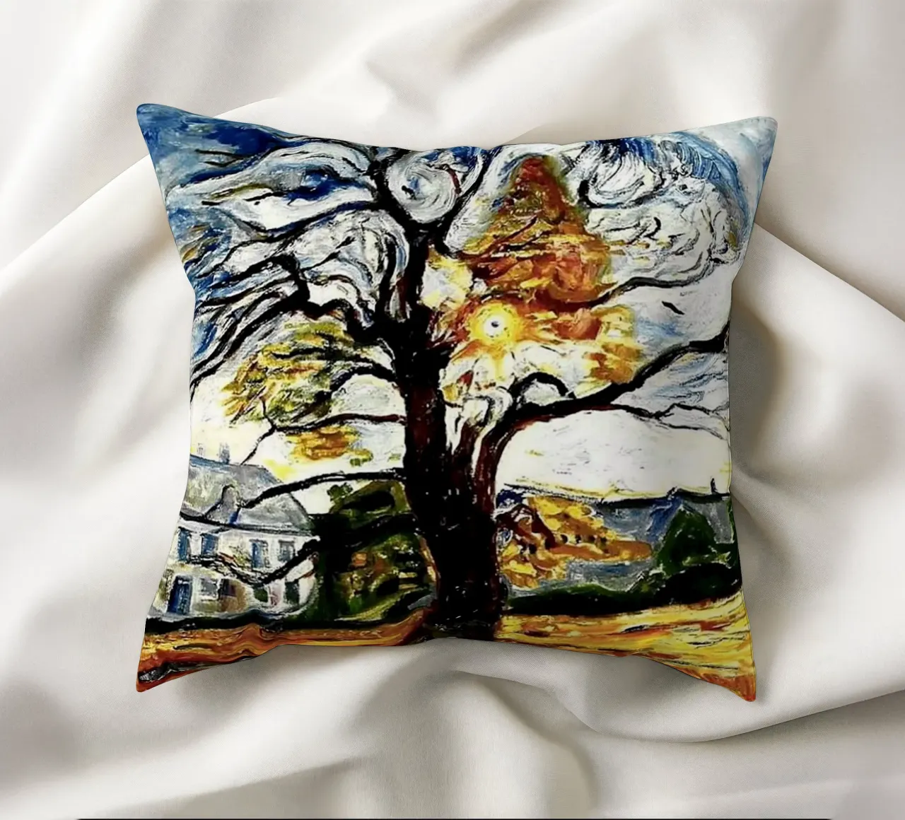 Edvard Munch - Grande albero astratto cuscino da Rachel Gallery