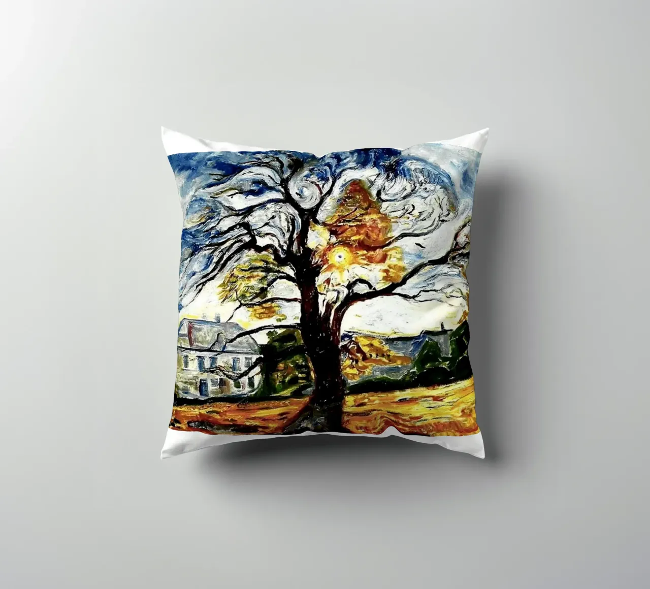 Edvard Munch - Grande albero astratto cuscino da Rachel Gallery