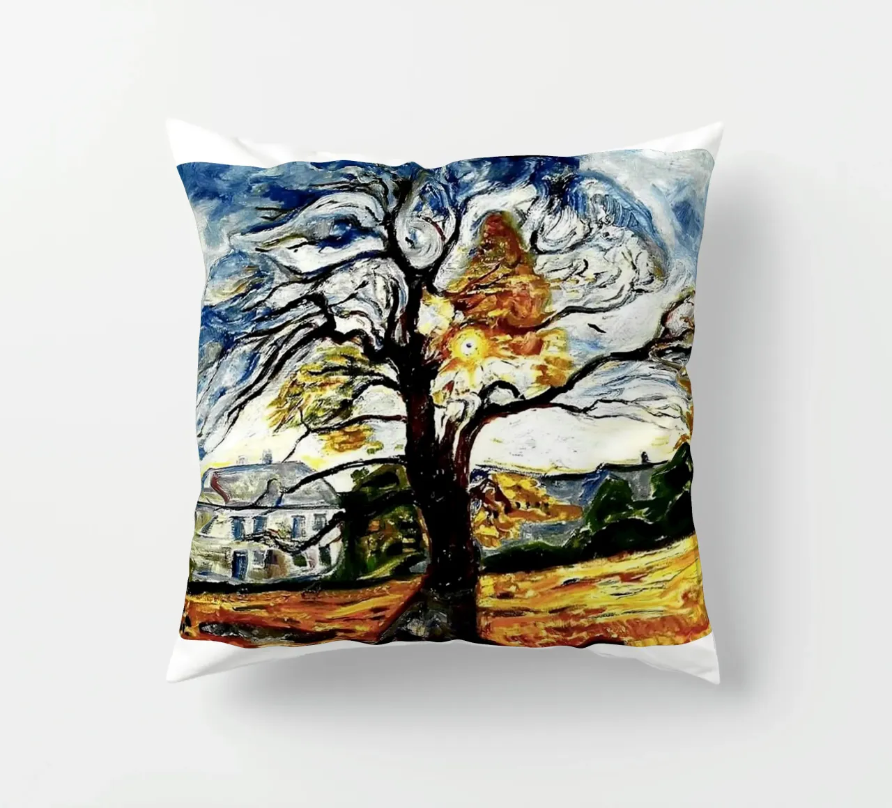 Edvard Munch - Grande albero astratto cuscino da Rachel Gallery