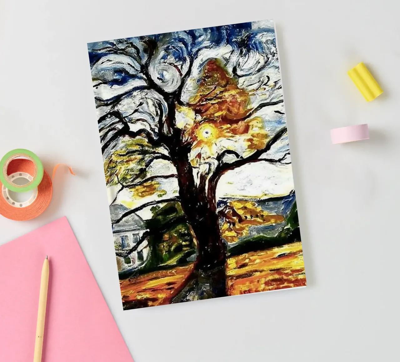 Edvard Munch - Big Tree Abstract notebook by Rachel Gallery