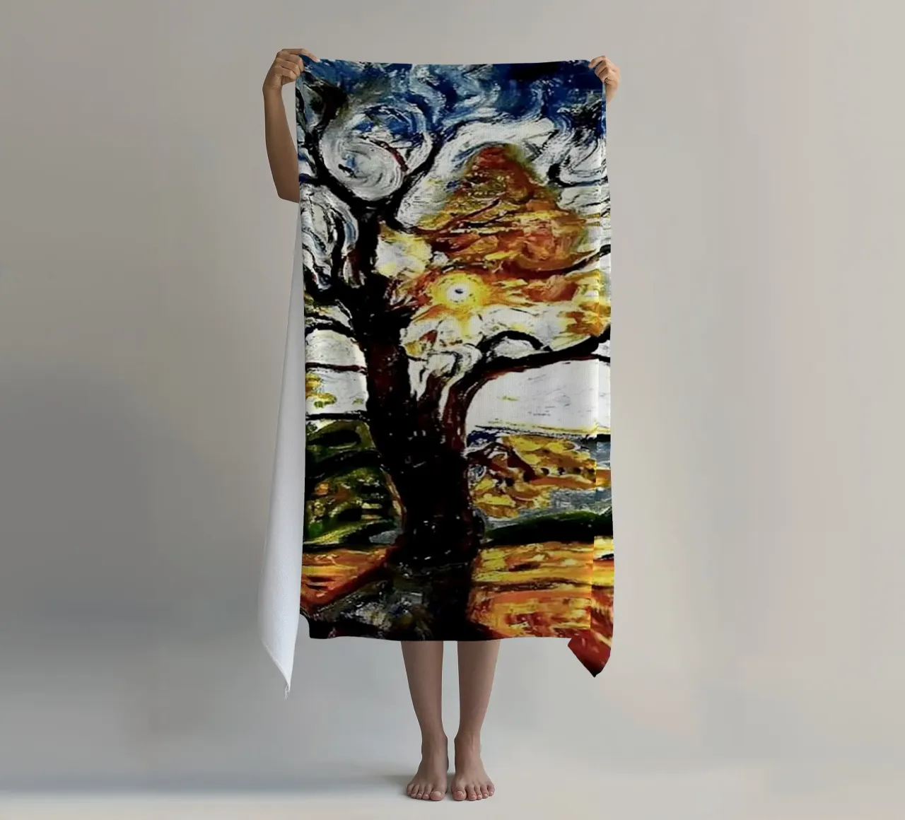 Edvard Munch - Big Tree Abstract beach towel by Rachel Gallery