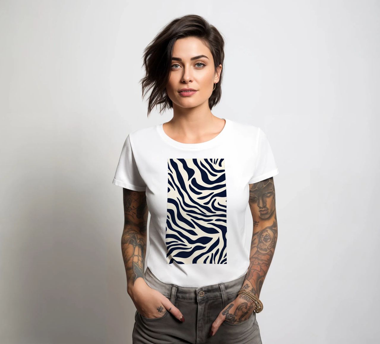 Zebra Print Pattern t-shirt da donna da graphic design