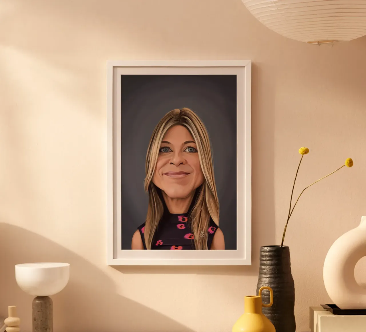 Jennifer Aniston poster con telaio in plastica da Rob Art | Illustration