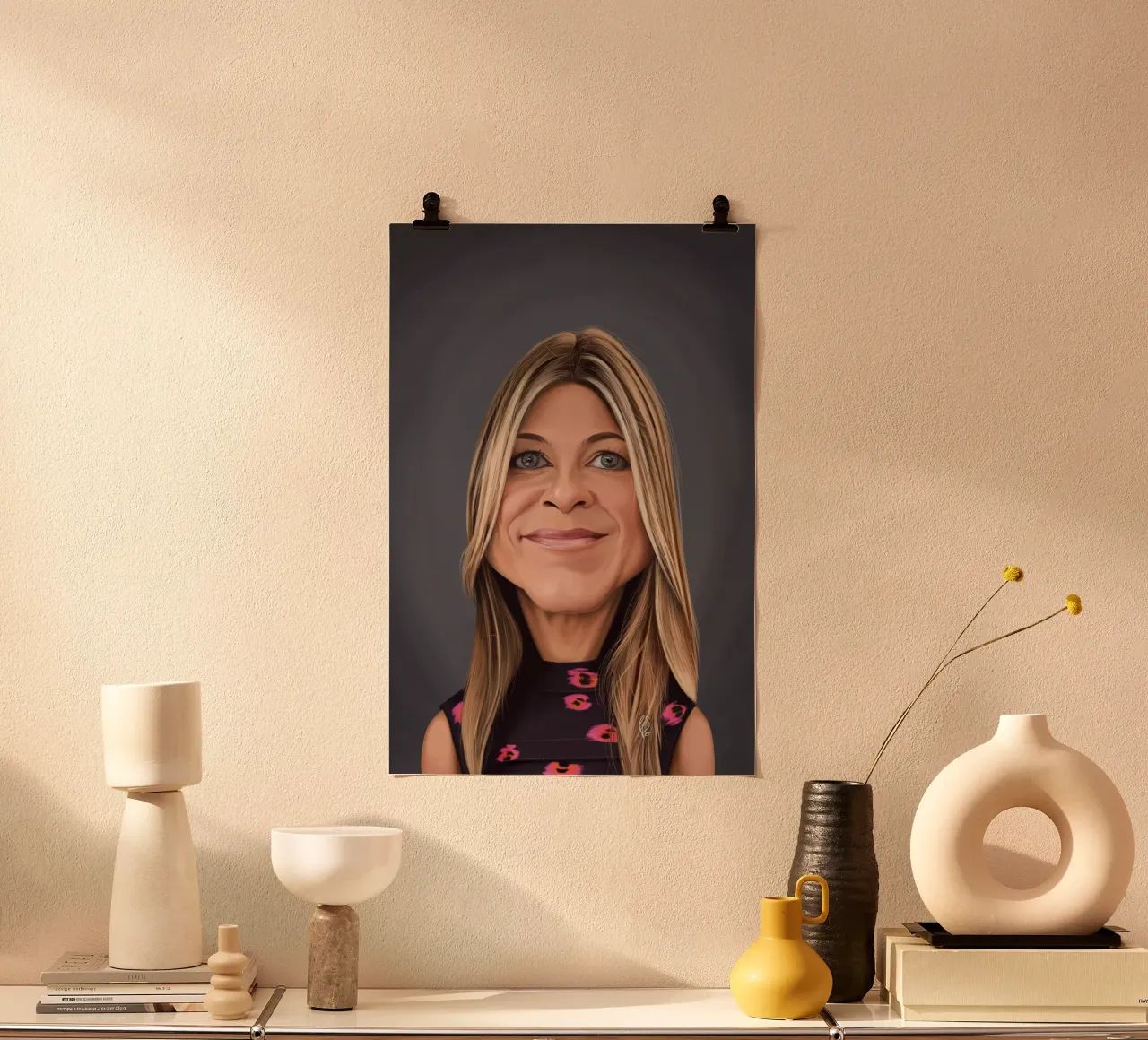 Jennifer Aniston poster con telaio in plastica da Rob Art | Illustration