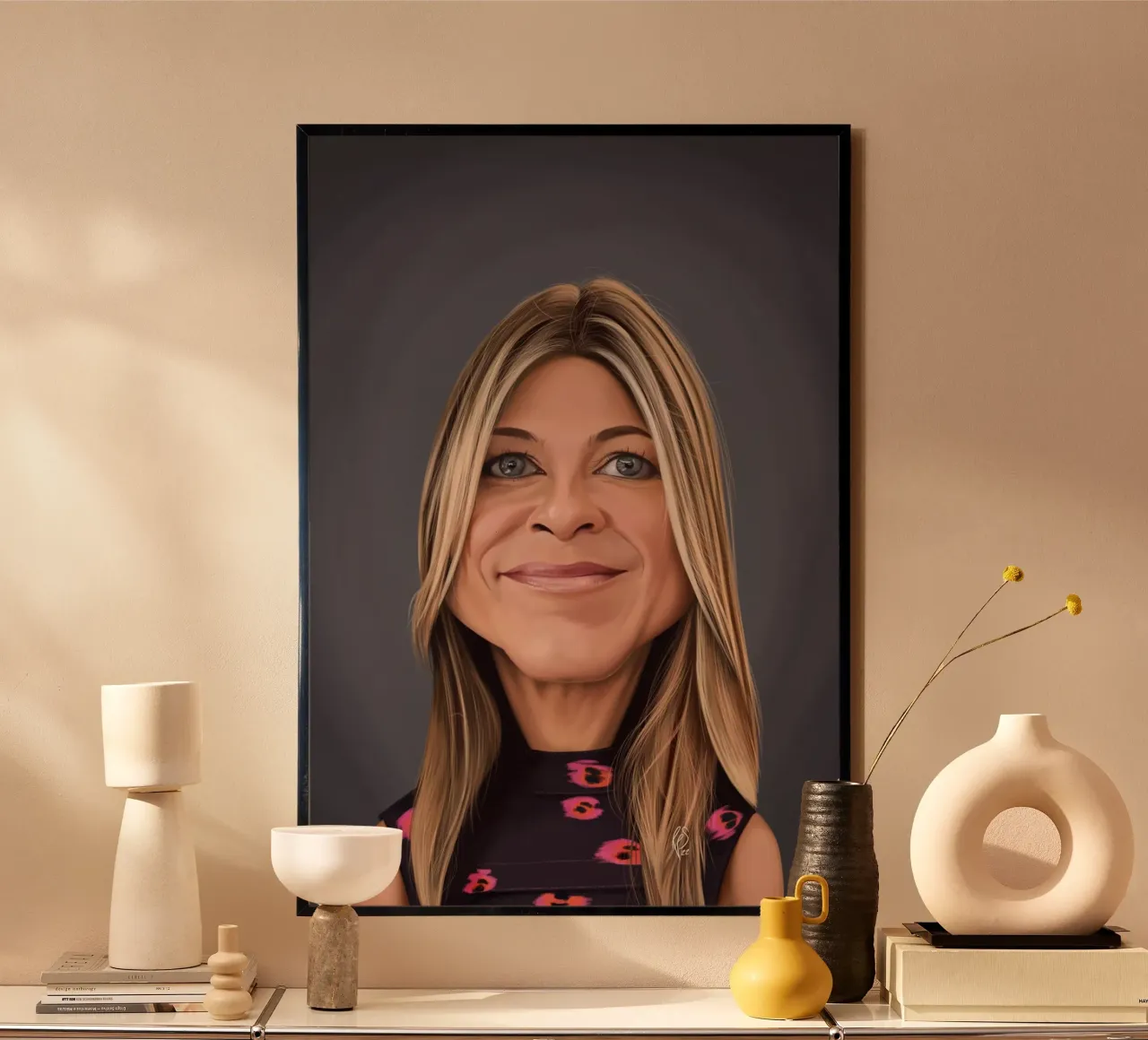 Jennifer Aniston poster con telaio in plastica da Rob Art | Illustration