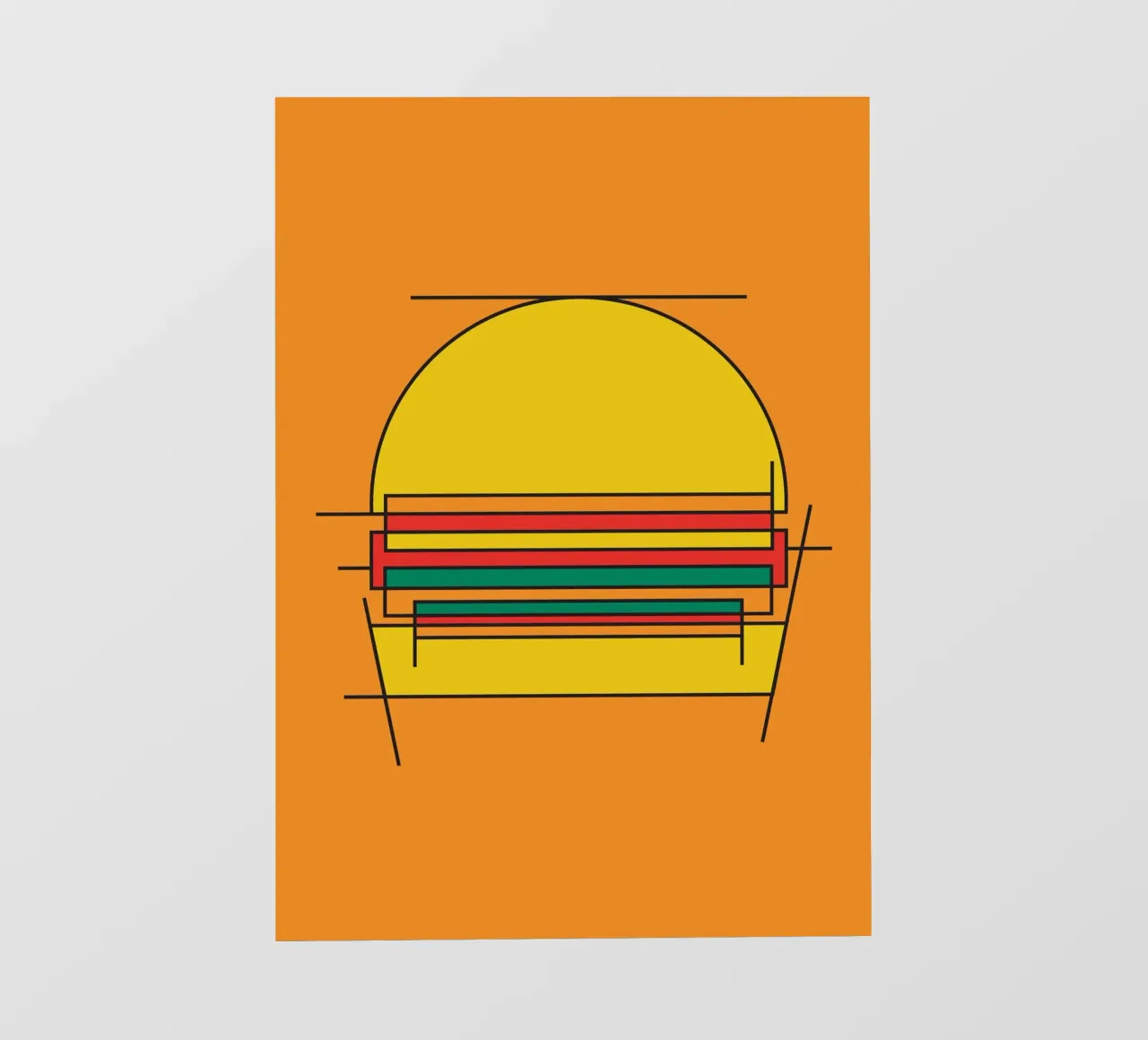 Burger bauhaus abstract line sketch backlit film by Family Bauhaus Art