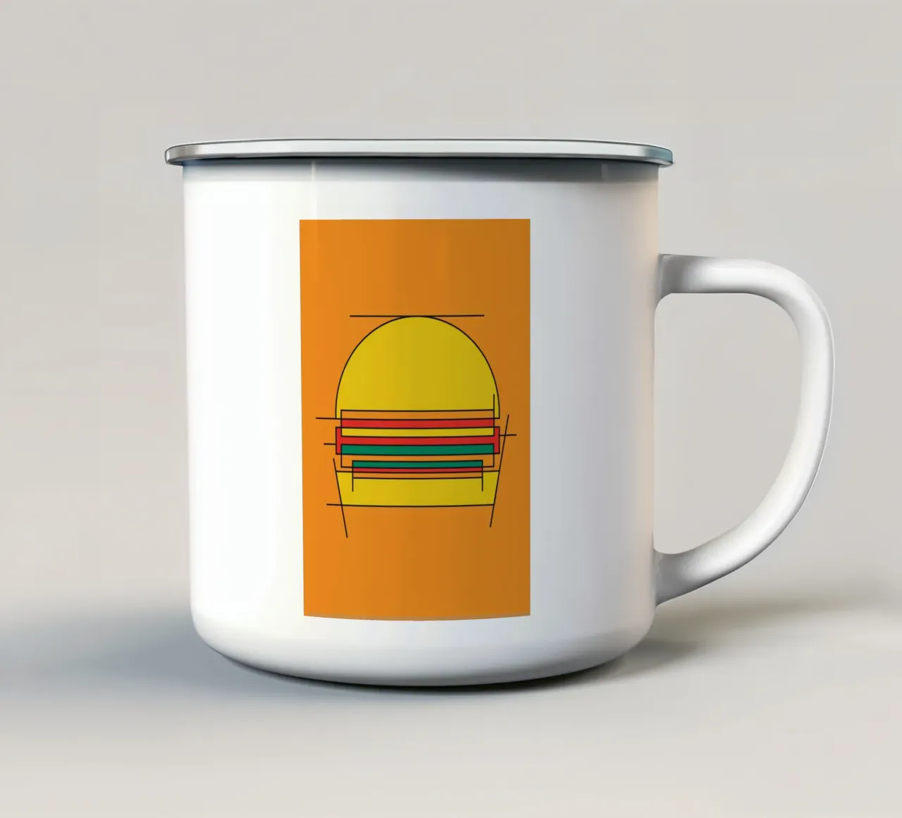 Burger bauhaus abstracte lijnschets emaille mok van Family Bauhaus Art