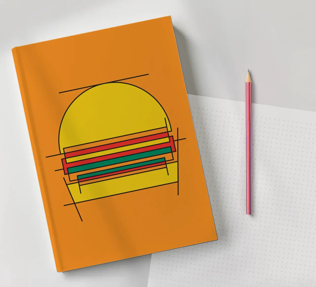 Burger bauhaus abstract line sketch notebook by Family Bauhaus Art