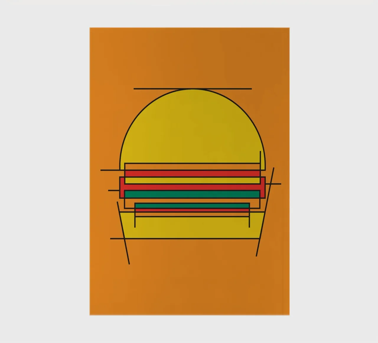 Burger bauhaus abstract line sketch notebook by Family Bauhaus Art