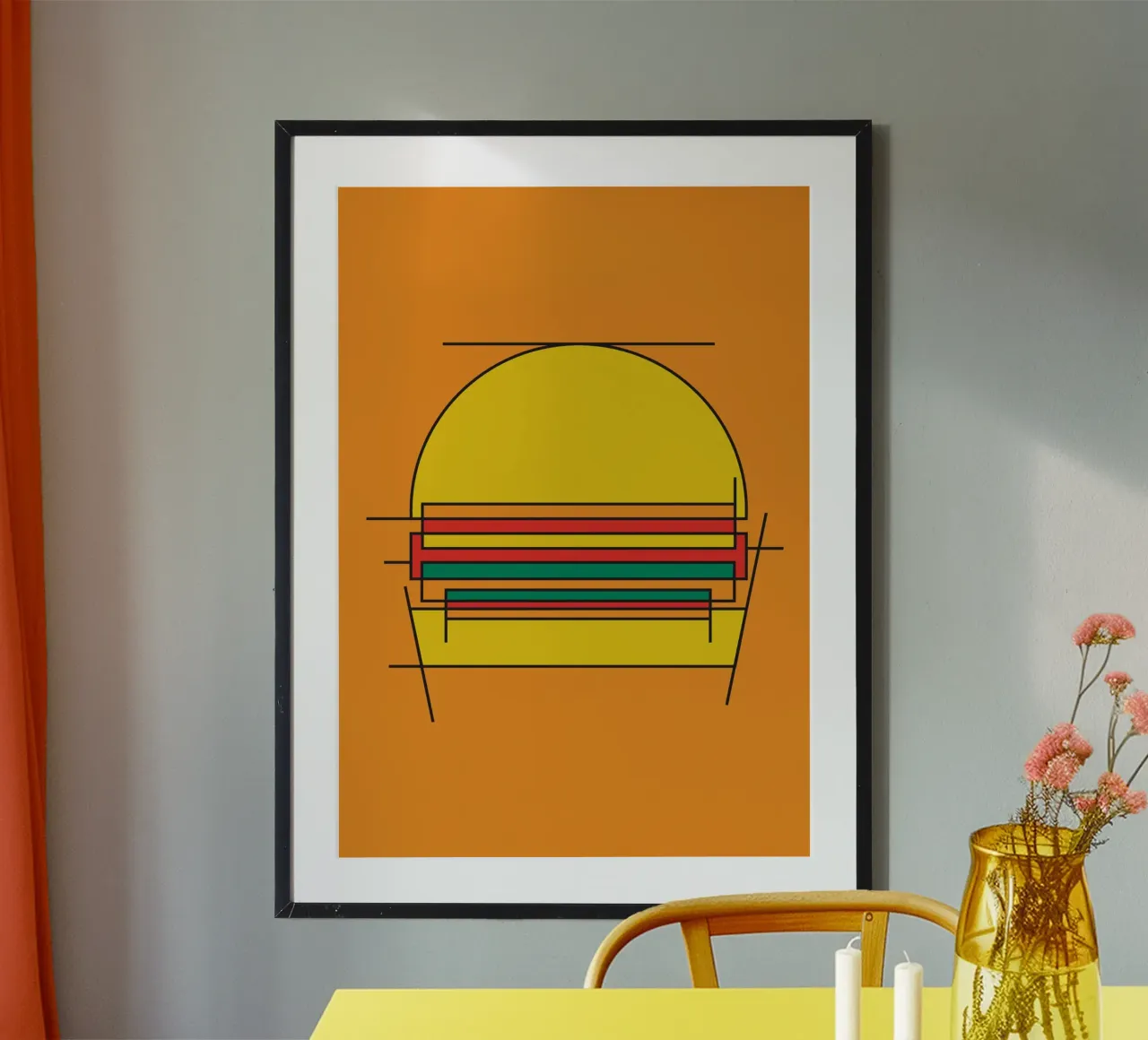 Schizzo astratto della linea Burger bauhaus poster da Family Bauhaus Art